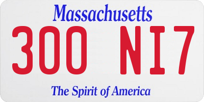 MA license plate 300NI7