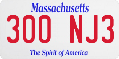 MA license plate 300NJ3