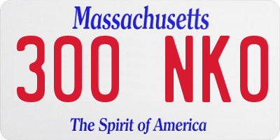 MA license plate 300NK0