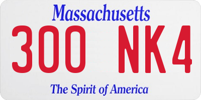 MA license plate 300NK4