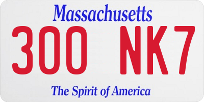 MA license plate 300NK7