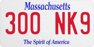 MA license plate 300NK9