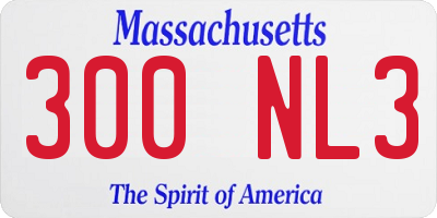 MA license plate 300NL3