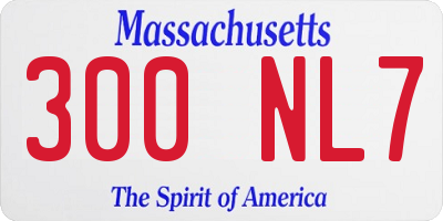 MA license plate 300NL7