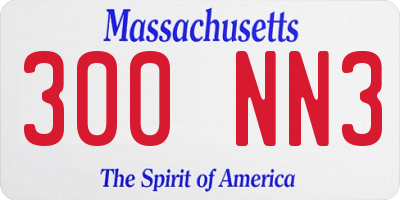 MA license plate 300NN3