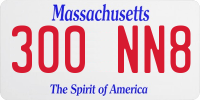 MA license plate 300NN8