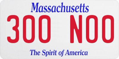 MA license plate 300NO0