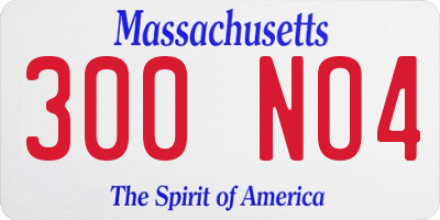 MA license plate 300NO4