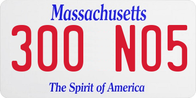 MA license plate 300NO5