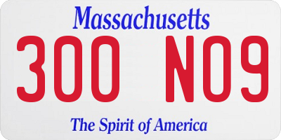 MA license plate 300NO9
