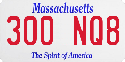 MA license plate 300NQ8