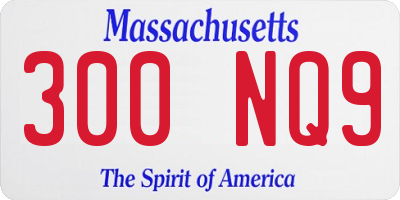 MA license plate 300NQ9