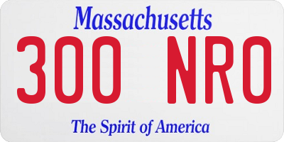 MA license plate 300NR0