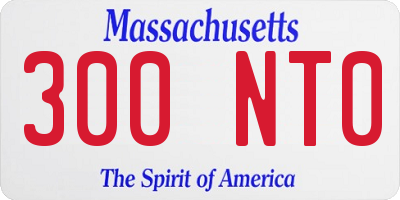 MA license plate 300NT0
