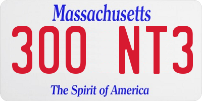 MA license plate 300NT3