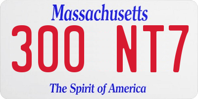MA license plate 300NT7
