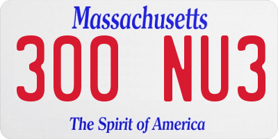 MA license plate 300NU3