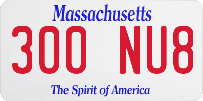 MA license plate 300NU8