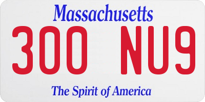 MA license plate 300NU9