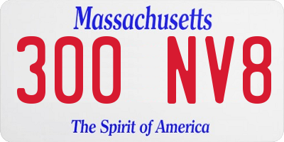 MA license plate 300NV8