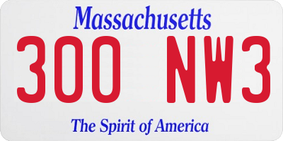 MA license plate 300NW3