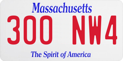 MA license plate 300NW4