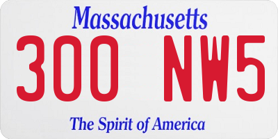 MA license plate 300NW5