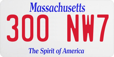MA license plate 300NW7