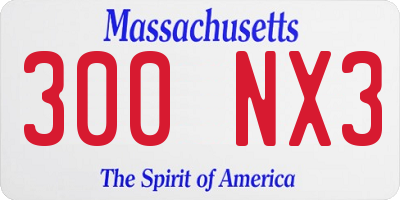 MA license plate 300NX3