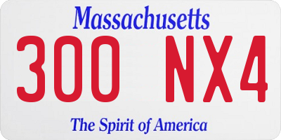 MA license plate 300NX4