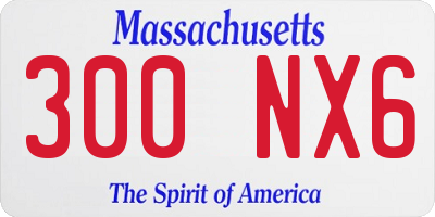 MA license plate 300NX6