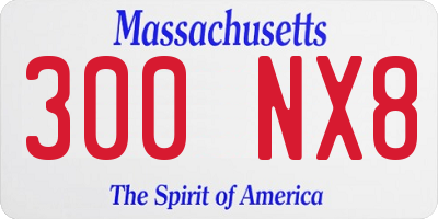 MA license plate 300NX8