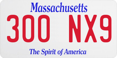 MA license plate 300NX9