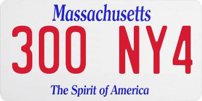 MA license plate 300NY4