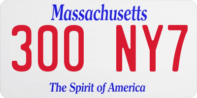 MA license plate 300NY7