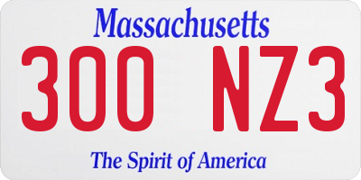 MA license plate 300NZ3