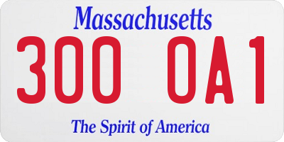 MA license plate 300OA1