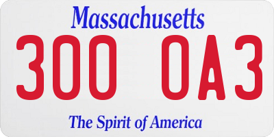 MA license plate 300OA3