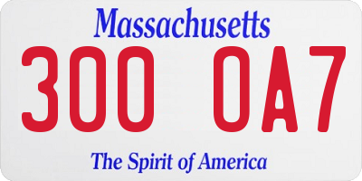 MA license plate 300OA7