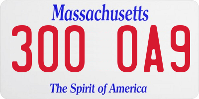 MA license plate 300OA9
