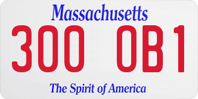 MA license plate 300OB1