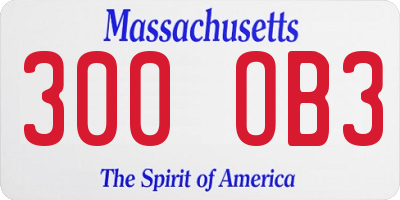 MA license plate 300OB3
