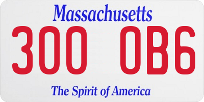 MA license plate 300OB6