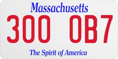 MA license plate 300OB7