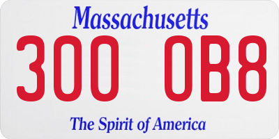 MA license plate 300OB8