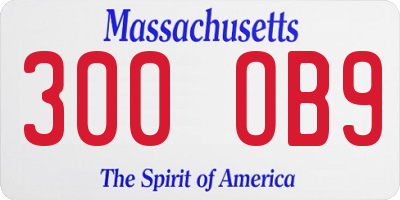 MA license plate 300OB9