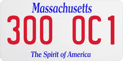 MA license plate 300OC1