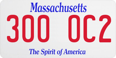 MA license plate 300OC2
