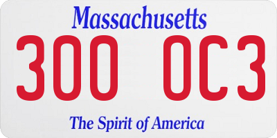 MA license plate 300OC3