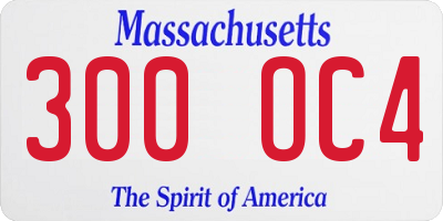 MA license plate 300OC4
